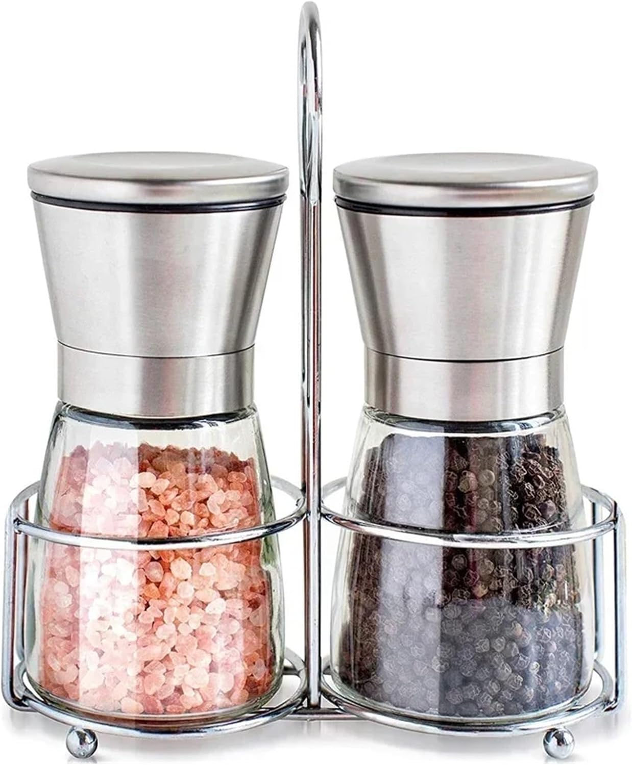 180/200ML Pepper Grinder Stainless Steel Glass Spice Bottle Salt Mill Manual Household Kitchen Gadgets(Ymq-200ml)