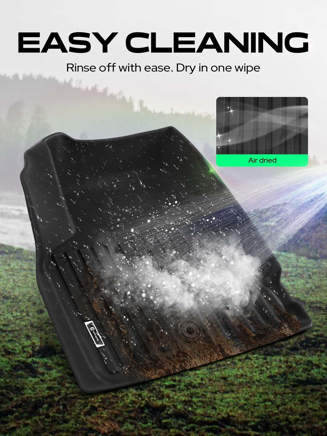 YHTAUTO Floor Mats Buick Enclave & Chevrolet Traverse & GMC Acadia Limited & Saturn Outlook (with 2nd Row Bench Seats), Floor Liners All-Weather, 1st & 2nd Row, Set of 3