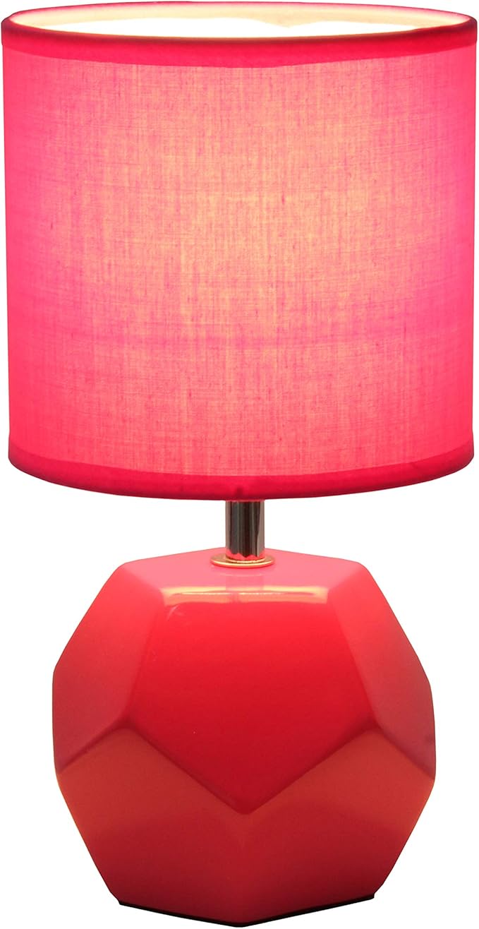 Simple Designs Simple Designs LT2065-PNK Round Prism Mini Table Lamp with Matching Fabric Shade, Pink photo 3
