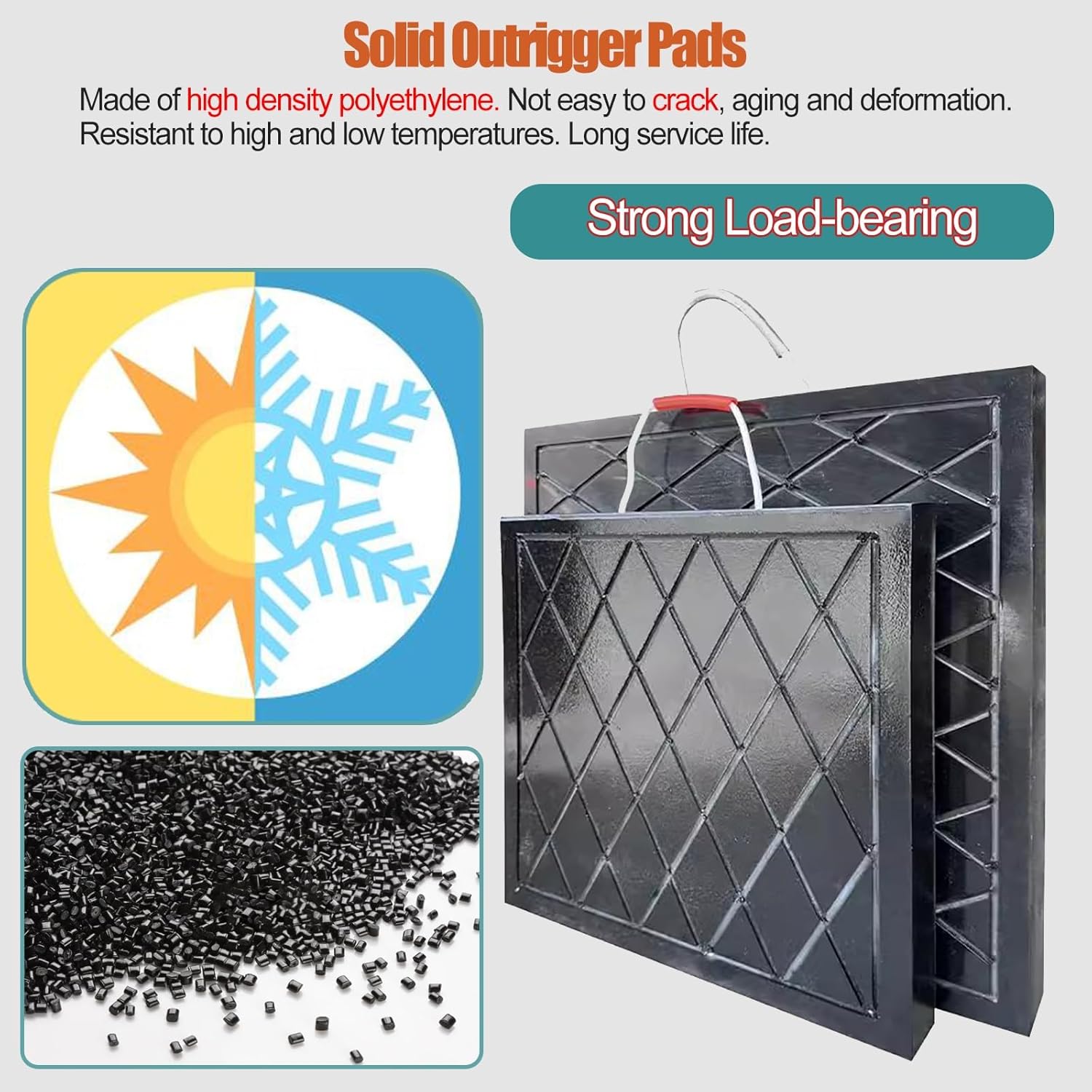 Outrigger Pads – 30cm to 70cm Adjustable RV Leveling Pads for Cranes, Bucket Trucks, Campers, and Tow Vehicles | Commercial Grade Stability Platform with Convenient Handle(50x50x5cm/19.7x19.7x2in)