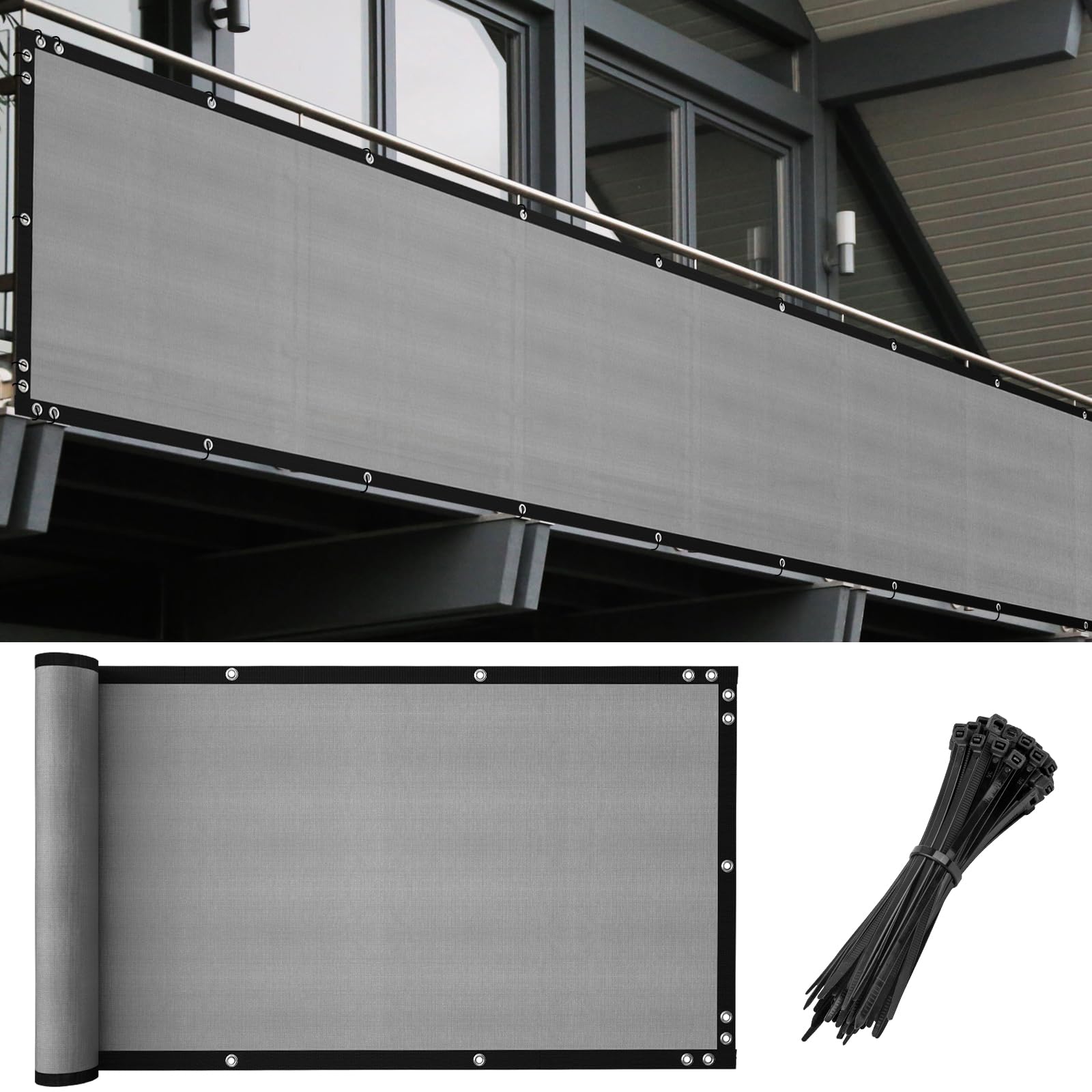 Picture of Snapklik.com : 3ft X 10ft Balcony Fence Privacy Screen Gray, Apartments ...