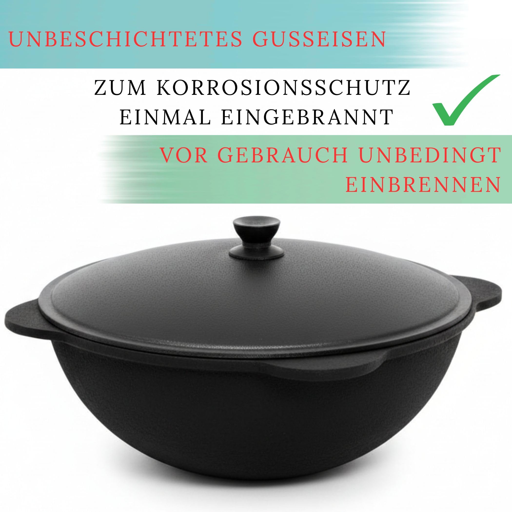 Uchag Ø49 Uchag 2 mm de acero Uchak con tubo de extracción, 22 l, compartimentos para barbacoa, cucharón de espuma, cucharón de sopa, cucharón de sopa, Utschak Utschag Kazan, cocina de campo, cocina