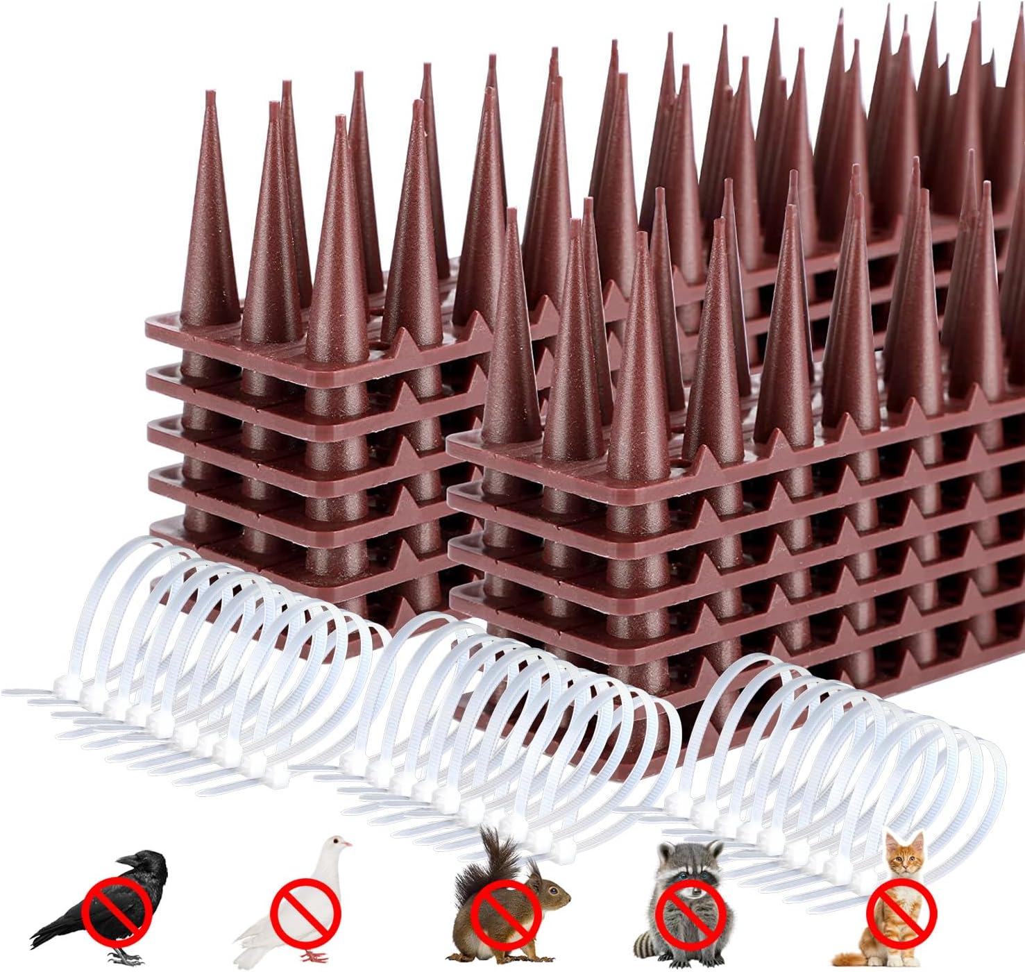 24Pack Pigeons Bird Spikes for Outside with 30 Cable Ties