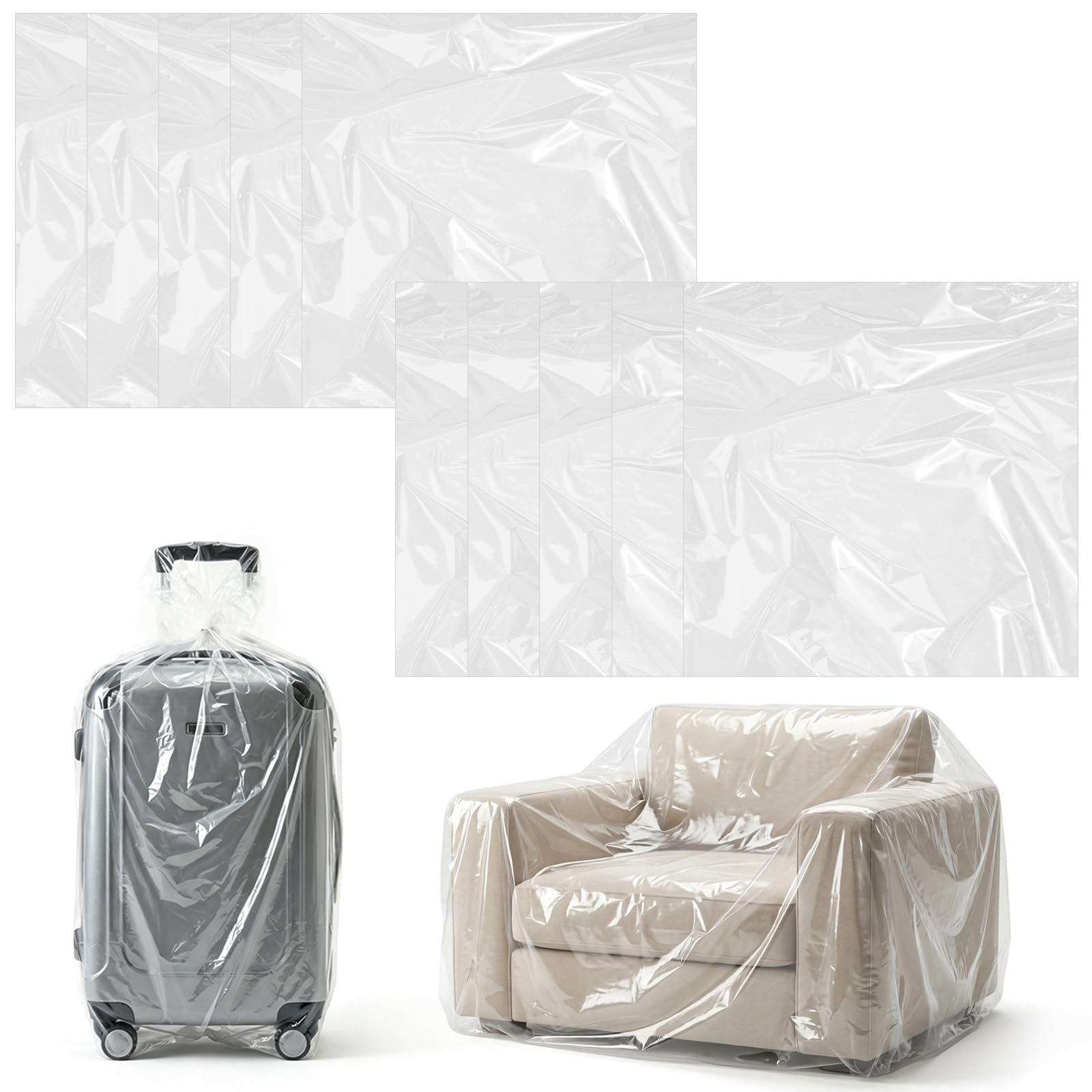 10 Pcs Extra Large Clear Plastic Storage Bags, Suitcase Storage Bag 150 x 150cm, Heavy Duty Storage Bag, Flat Extra Large Plastic Bags for Kitchen Bathroom Bedroom Office