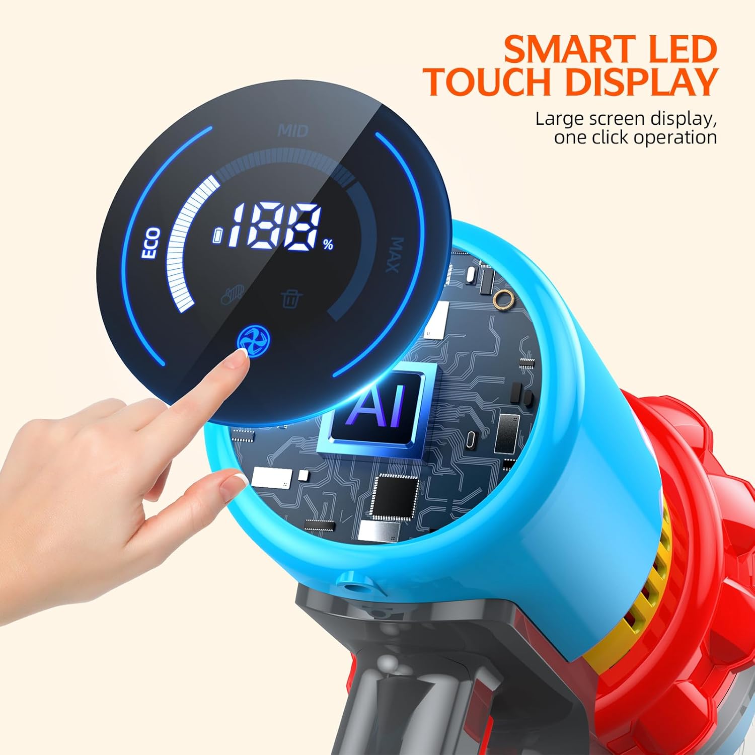 Cordless Vacuum Cleaner,550W 70Mins Powerful Suction Stick Vacuum, Anti-Tangle, Lightweight Vacuum Cleaner for Home with LED Screen, Rechargeable Vacuum Cordless for Carpet/Pet Hair/Hard Floor