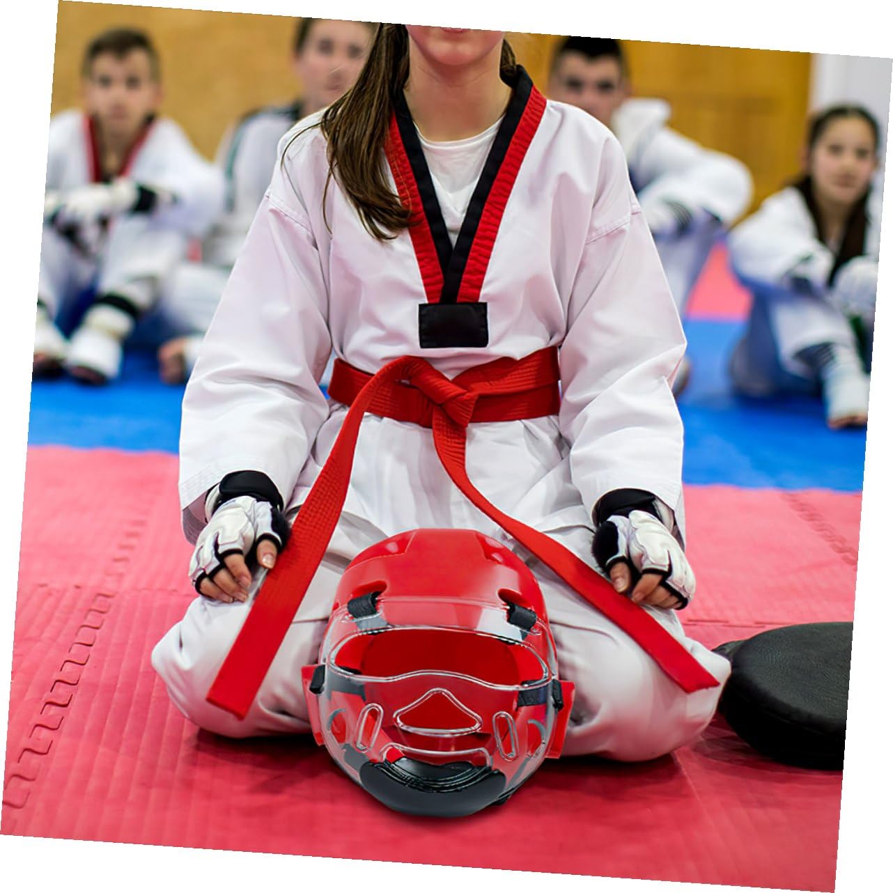 FOMIYES Maschera da Taekwondo e Karate 2 Pezzi Protezione Viso Staccabile, Equipaggiamento Protettivo Sportivo Leggero e Durevole e Adulti, Guardie di Karate per Sparring e Allenamento