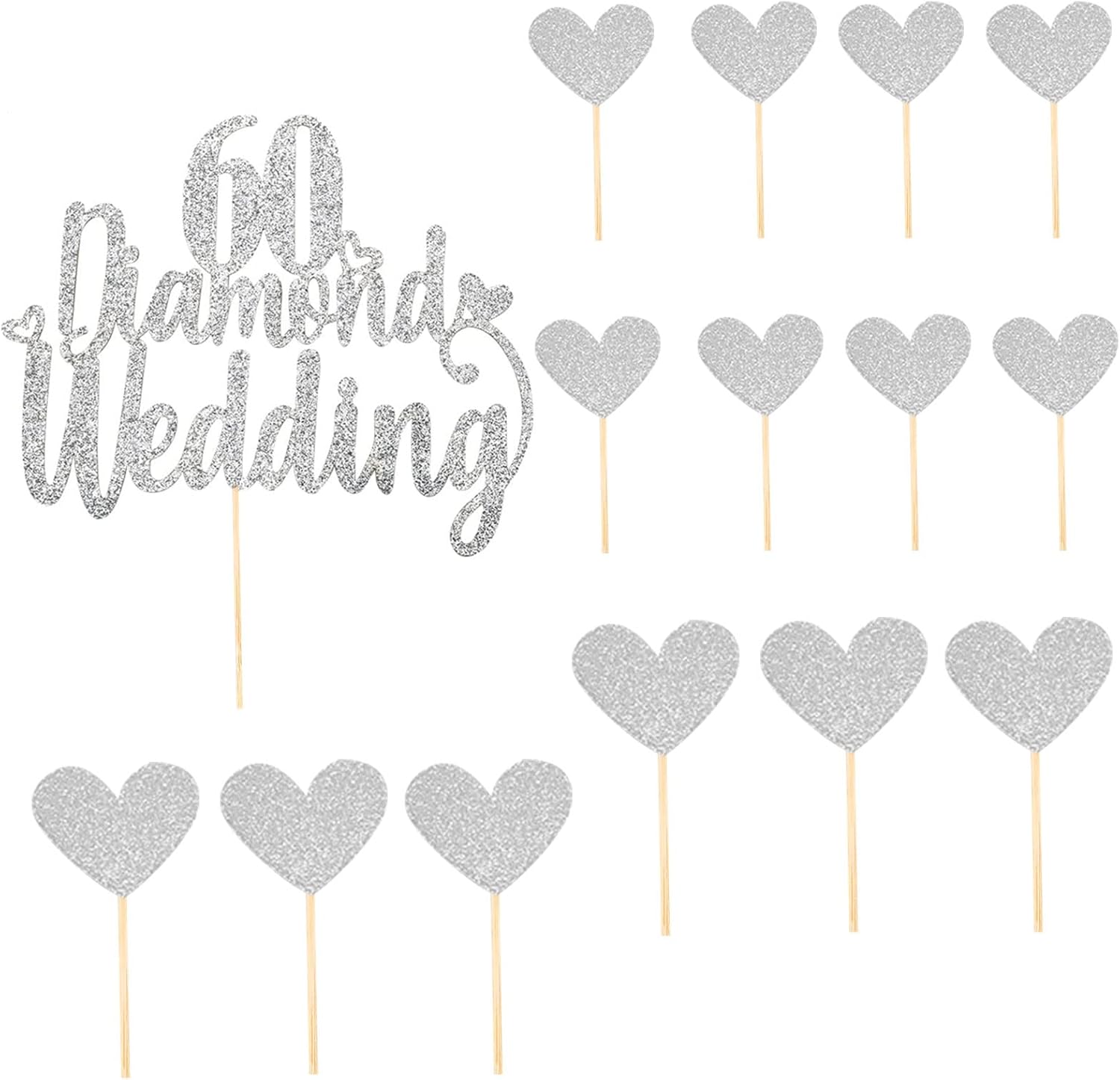 1 Pc 60th Wedding Anniversary Cake Toppers, Diamond Wedding Cake Topper