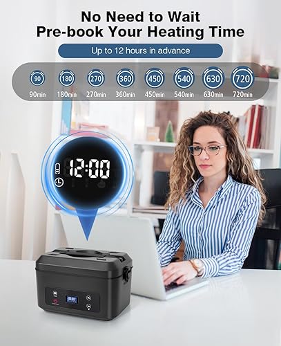 Miniatura 4 de Fiambrera eléctrica inalámbrica para adultos, lonchera calentada con batería con calefacción de 5 lados, calentador de alimentos portátil con