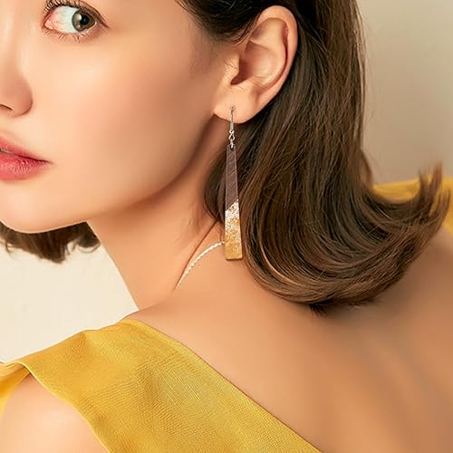 Miniatura 9 de Beadthoven - 20 piezas  10 pares de dijes de madera de resina estilo vaca DIY lindos aretes de madera de resina de puntos negros y blancos colgantes