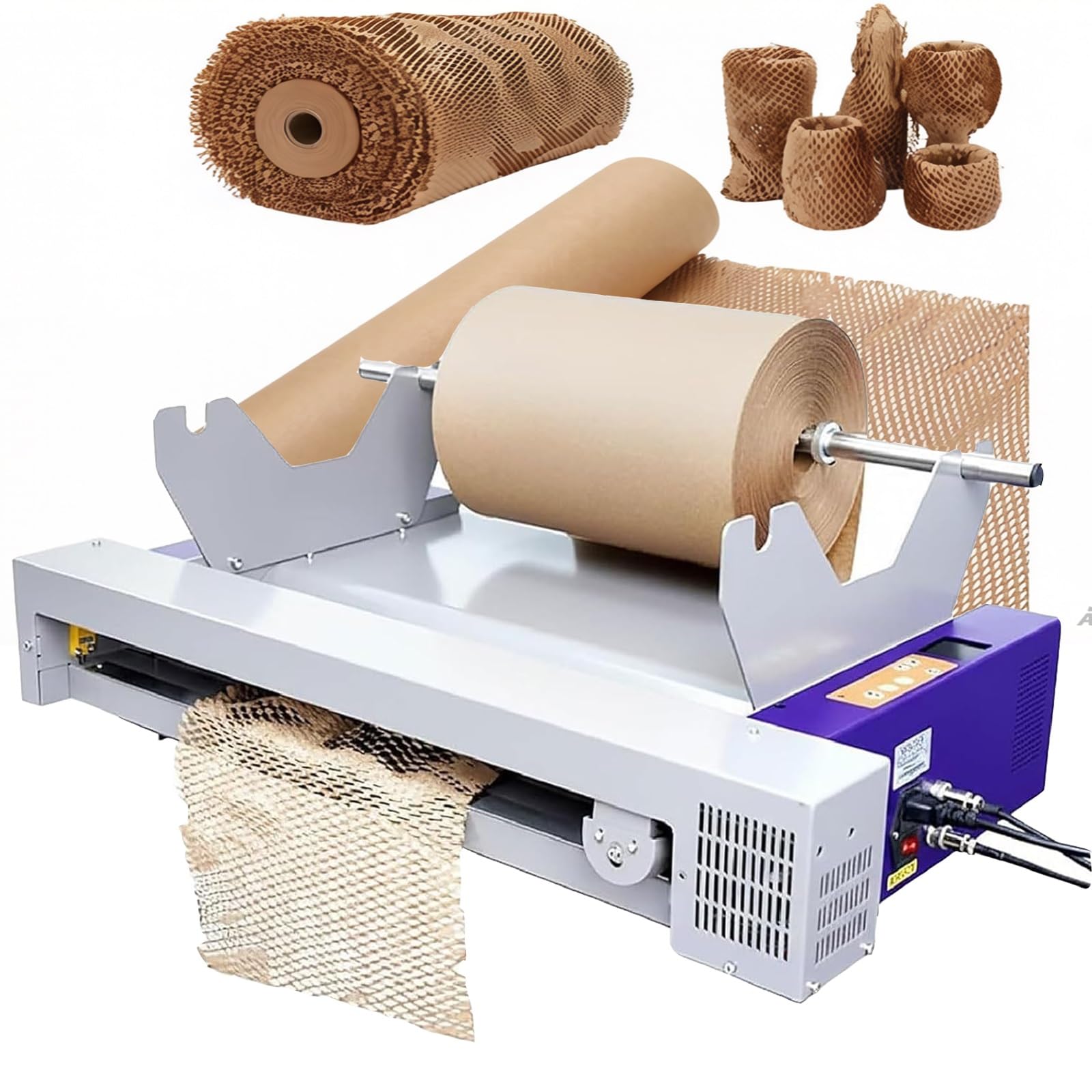 Dispensador eléctrico de rollo de papel de panal con interruptor de pie para un embalaje eficiente, dispensador de papel kraft para embalaje