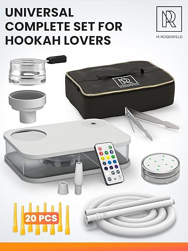 Miniatura 2 de M. ROSENFELD Juego de cachimba blanca portátil con todo y bolsa - Juego de cachimba pequeño blanco premium para viaje plana cachimba bolsa cachimba