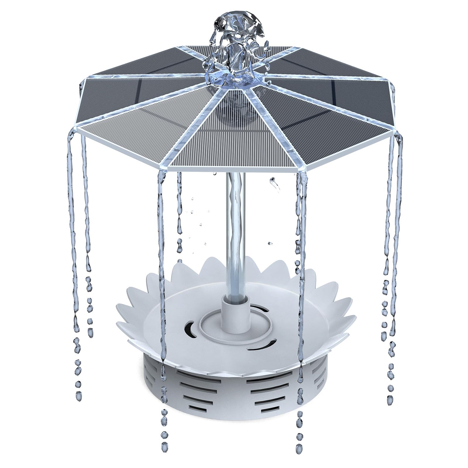 AISITIN 3.5W Fuente Solar Jardin Exterior 2024 Nuevo Bomba Agua de Exterior Bomba Solar con Panel Solar Desmontable Fuente Solar para Estanques,Jardines, Baños para Pájaros, Estanques