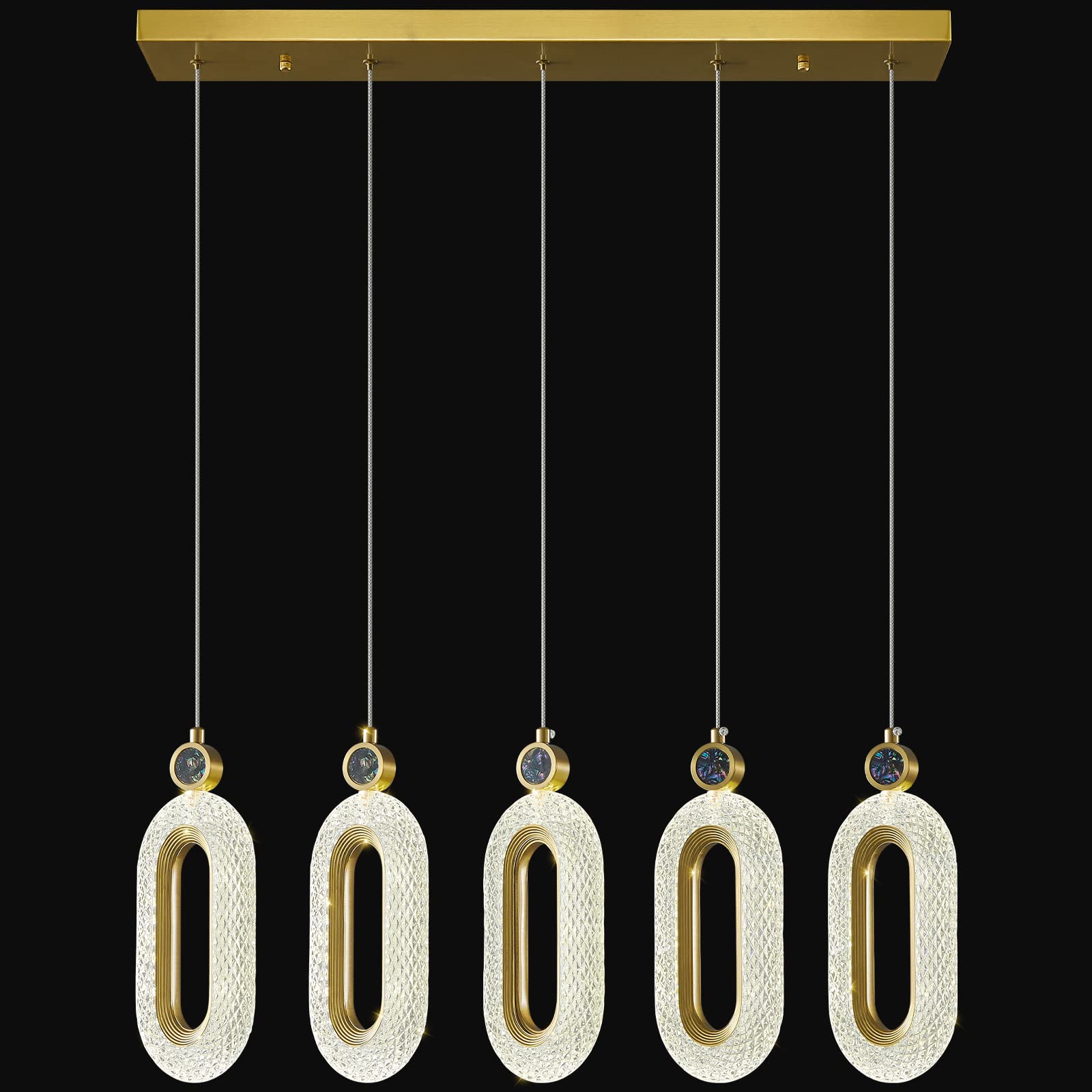 zhllmq Pendant Lighting for Kitchen Island LED Dimmable Modern Gold