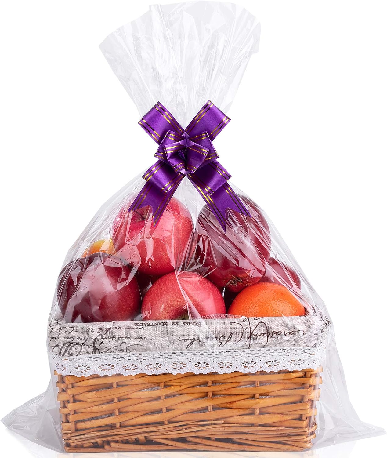 Awpeye Clear Basket Bags, 25 Pack Large Cellophane Wrap for Baskets and Gifts, 16x24 Inches Cellophane Bags, 2 Mil Thick