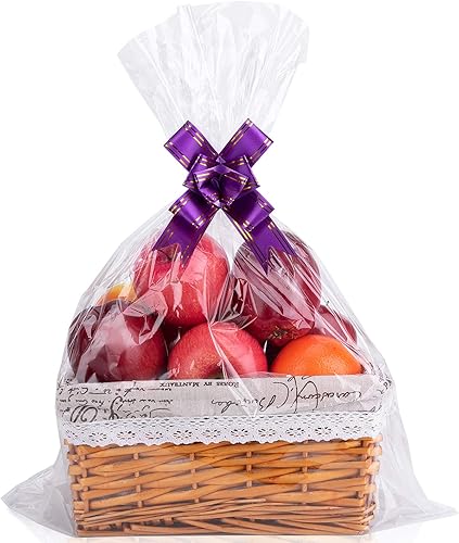 Miniatura 2 de Awpeye Bolsas transparentes para cestas, 25 paquetes de envolturas grandes de celofán para cestas y regalos, bolsas de celofán de 16 x 24 pulgadas,