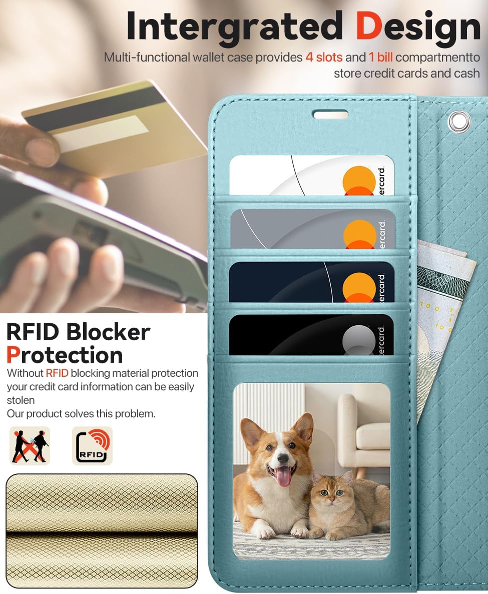 OCASE for Samsung Galaxy S26 Ultra Detachable Wallet Case with Card Holder, [2 in 1] PU Leather Flip Folio Case with RFID Blocking Stand Wrist Strap Shockproof Phone Cover 2026, Ice Blue