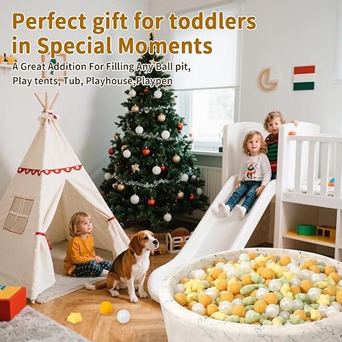 Miniatura 281 de STARBOLO Pelotas de estrella para niños pequeños, 100 unidades, estrellas de 2.55 pulgadas, sin ftalatos, sin BPA, no tóxicas, a prueba