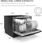 COMFEE’ Countertop Dishwasher, Energy Star Portable Dishwasher, 6 Place Settings, Mini Dishwasher with 8 Washing Programs, Speed, Baby-Care, ECO& Glass, Black, 19.7 x 21.65 x 17.24 Inches, 46 Pounds