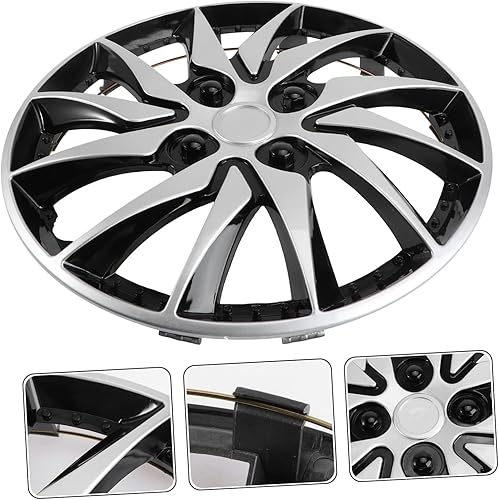 Miniatura 3 de Tapacubos para coche, color plateado y negro, accesorio de llanta de automóvil, funda duradera para reacondicionamiento de neumáticos, compatible