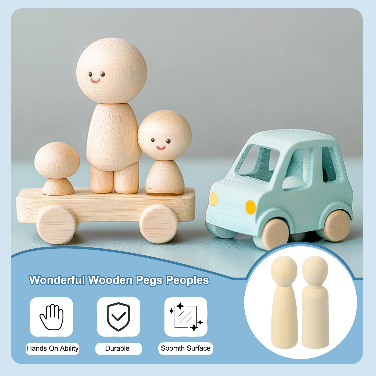 PATIKIL 4.72" Height Wooden Pegs Peoples - Image 4