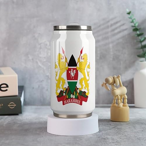 Miniatura 5 de Kenya - Taza de café helado con tapa y pajita, vaso de acero inoxidable, taza de viaje aislada