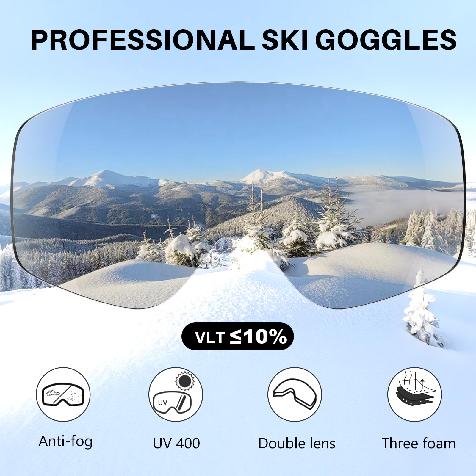 Masque de ski OTG anti-buée pour porteurs de lunettes protection UV