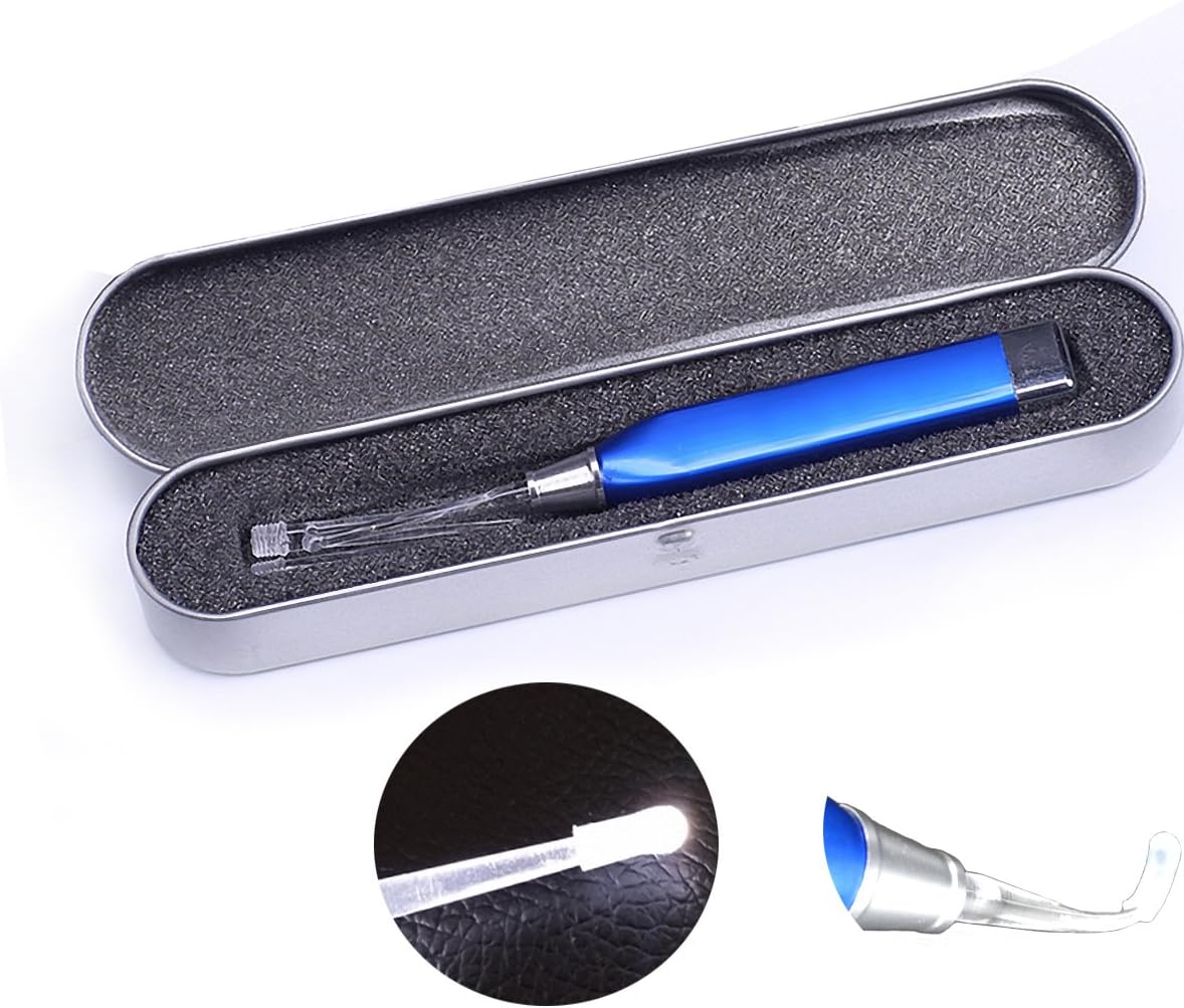 LED Smart Flexible Flashlight Earpick Ear Cleaner Earwax Removal Soft Earpick Clean Tool (Blue)