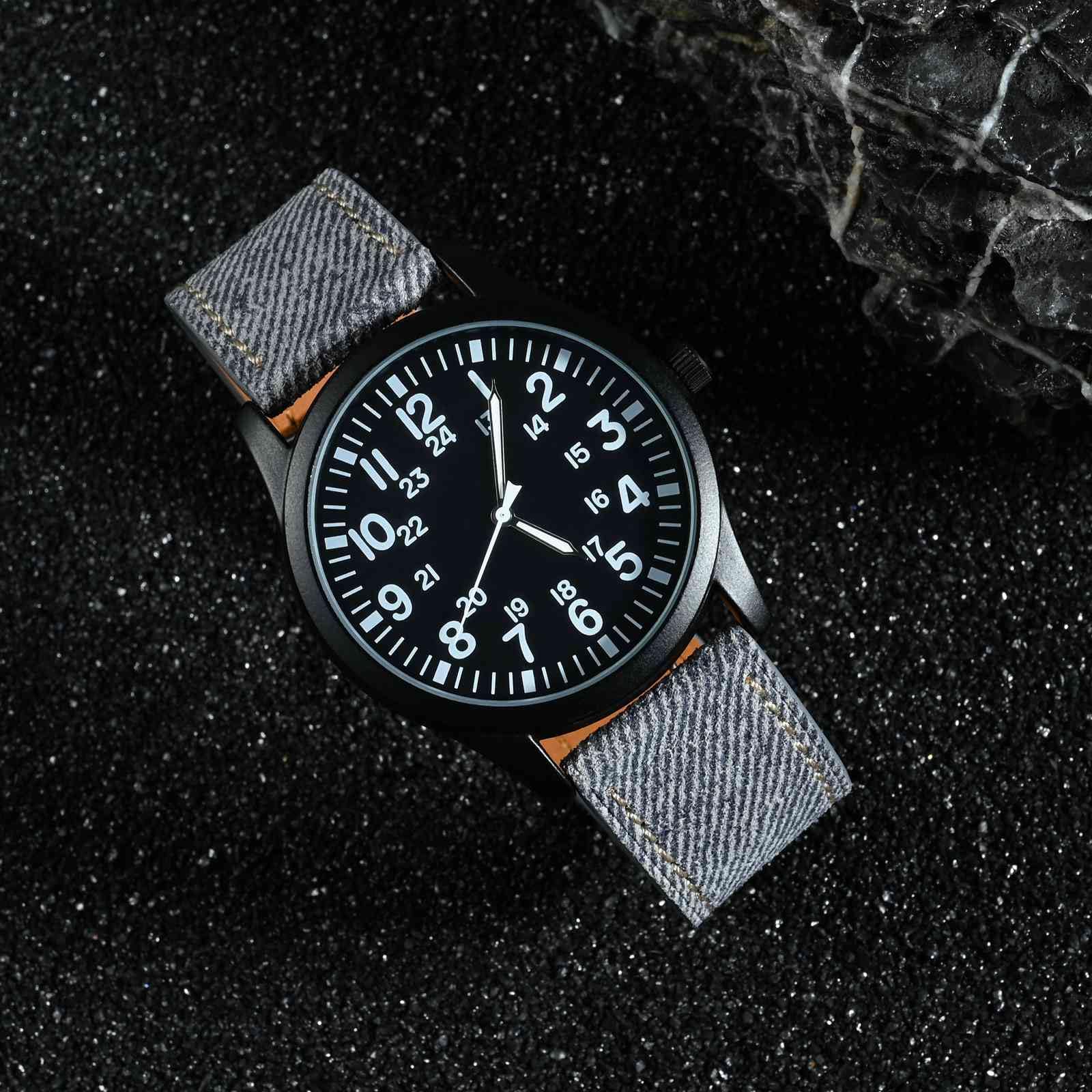 WOCCI Pasek do zegarka ze wzorem denimu, włoska skóra, klamra ze stali nierdzewnej, szerokość paska 18 mm 20 mm 22 mm