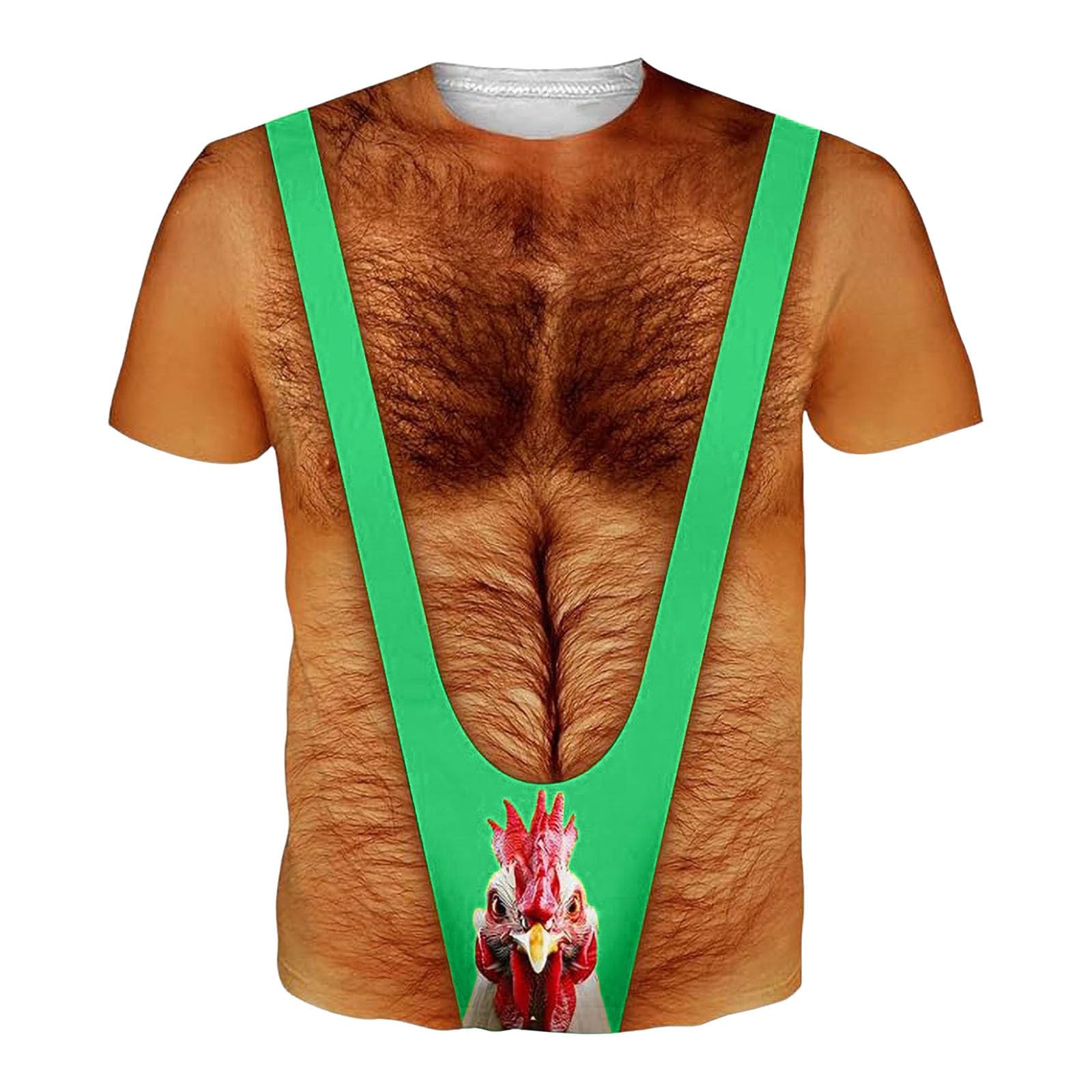 Muscle Shirts Men's Funny Shirt Outdoor Carnival Costume Unisex Beer Costume Round Neck Ugly T-Shirts with 3D Sexy Print Running Shirt Muscle Fancy Dress Costumes, O Green, XXXL