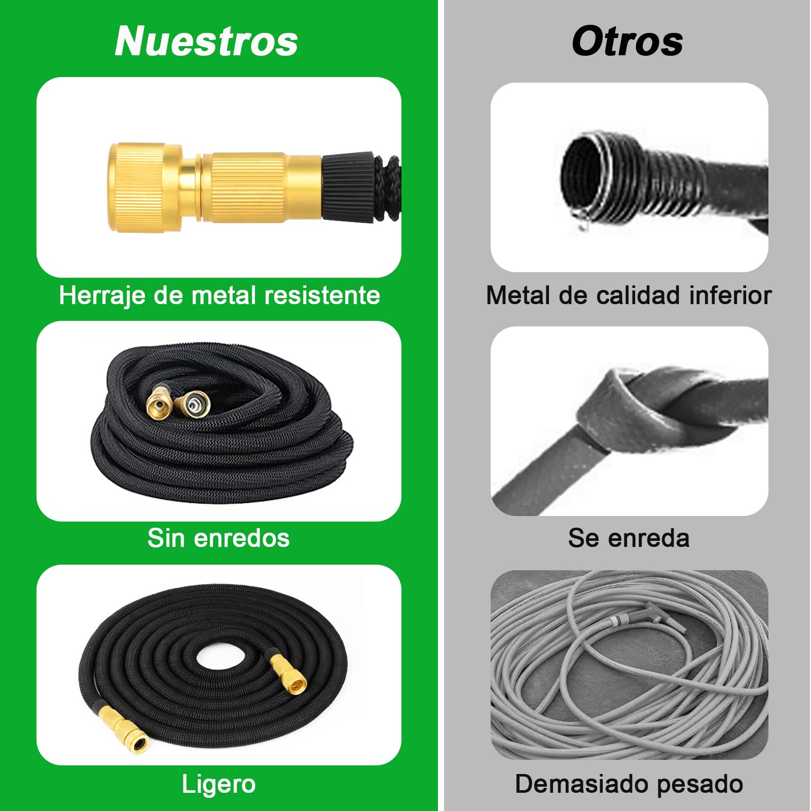 Manguera de Jardin Extensible 7.5M (3x2.5M), Mangueras Jardin con Pistola Rociadora de 8 Funciones Manguera Flexible y Ligera para Lavado de Coche, Jardín, Lavar la Mascota con Bolsa de Almacenamiento — view 6