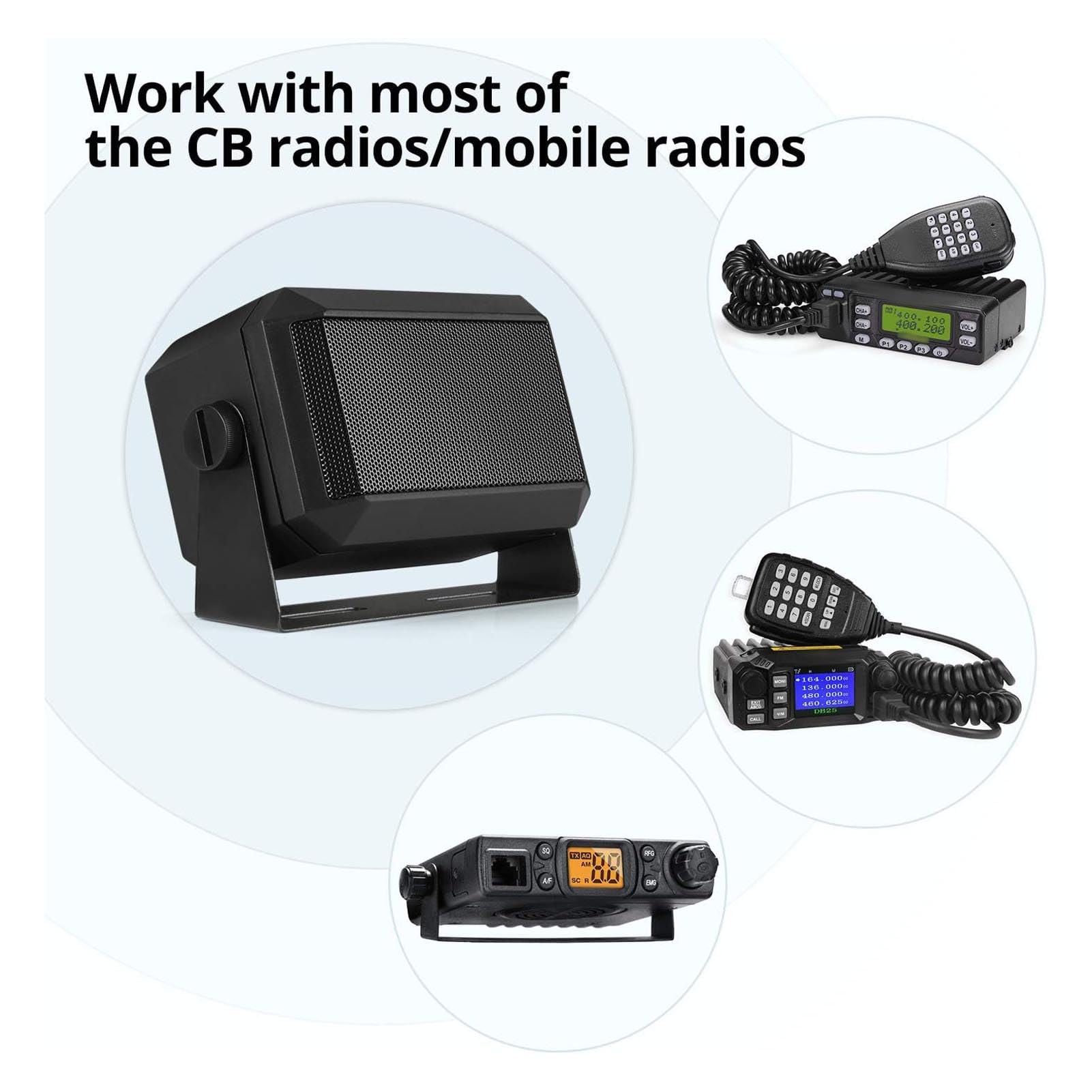 Haut-Parleur D'extension CB Externe 5 W avec Impédance 4 Ω pour Radio CB, Radio Amateur, émetteur-récepteur Mobile, Prise Jack 3,5 Mm, avec Support Pivotant