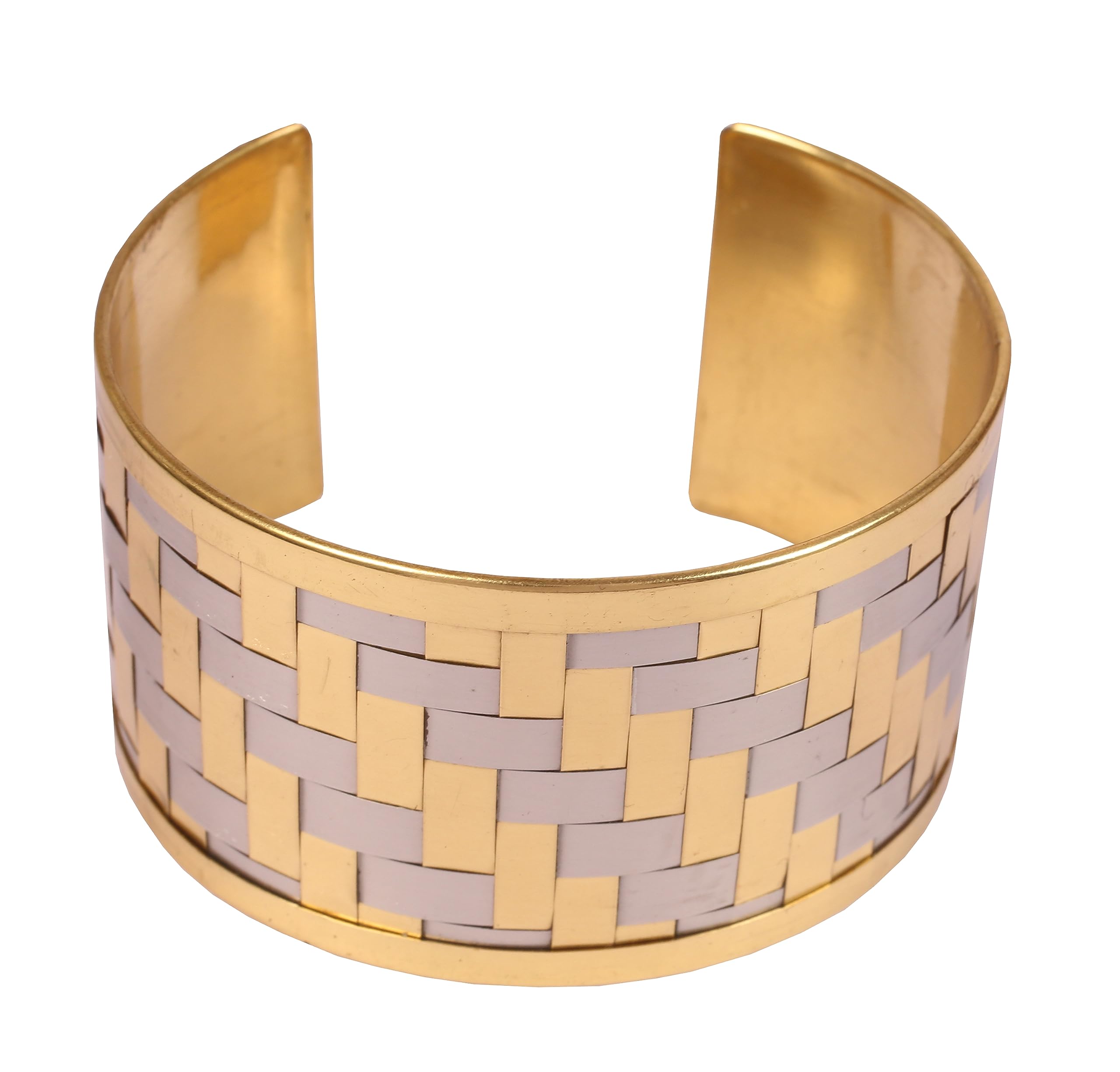 Touchstone Indian Bollywood Desire Brass Base Exotic Workmanship Free Size Cuff Bracelet in Antique Gold Or White Or Copper Tone for Women.