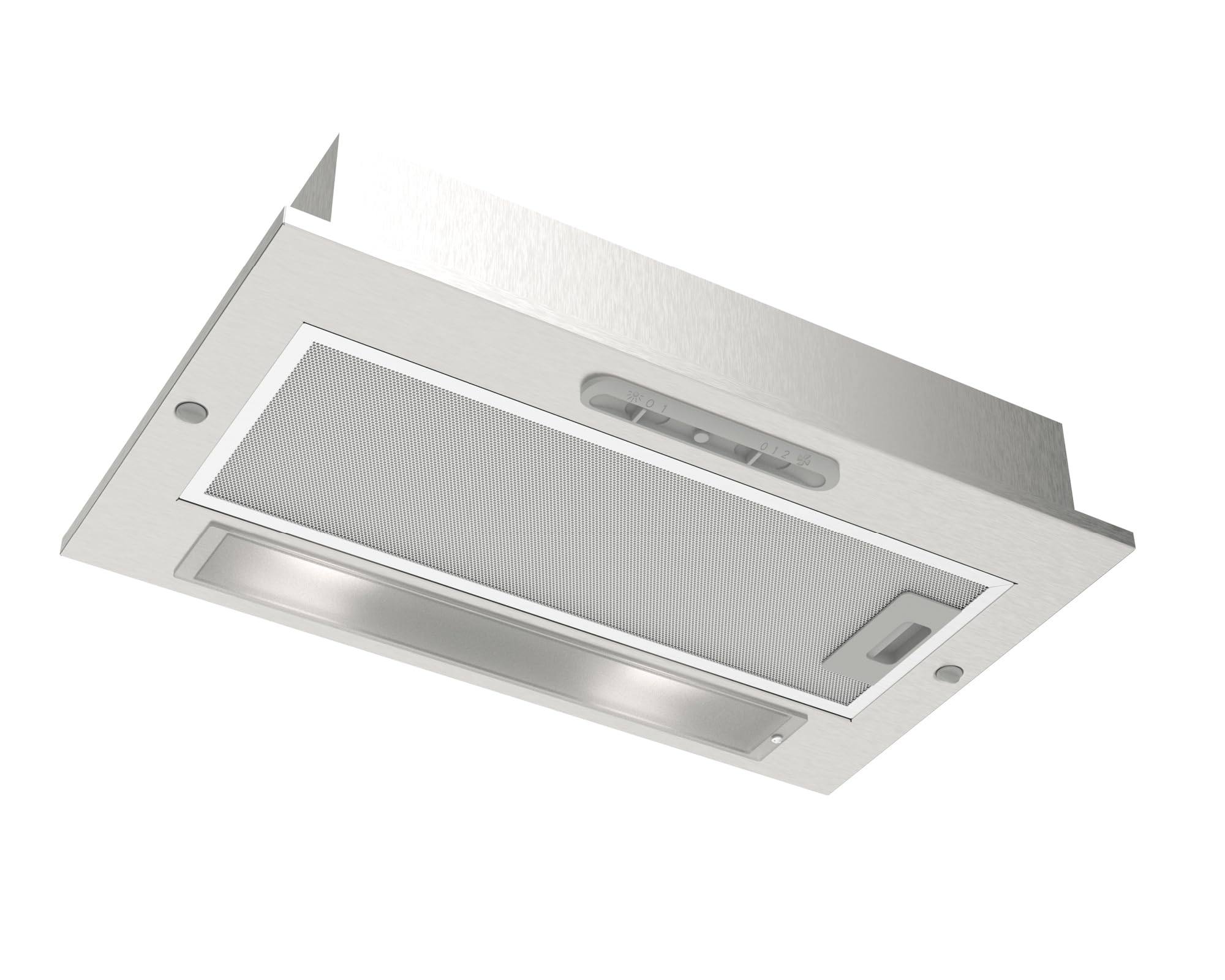 CATA G 45 X Cappa Aspirante Cucina Pannello di Controllo a Scorrimento 2 Livelli di Aspirazione Illuminazione LED E 14 Motore Extra Silenzioso Acciaio Inox Classe Energetica E 56cm