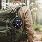 EBODA Bluetooth Shower Speaker, Portable Bluetooth Speakers, IP67 Waterproof Outdoor Speaker Wireless with LED Light, Floating, 2000mAh, True Wireless Stereo for Pool, Kayak, Bike, Golf, Gifts -Black