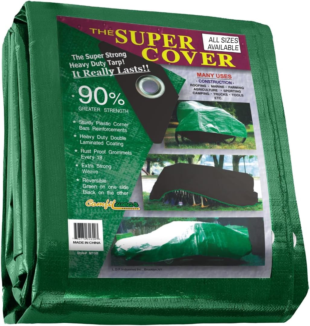 16' x 20' Super Heavy Duty Green/Black Poly Tarps,