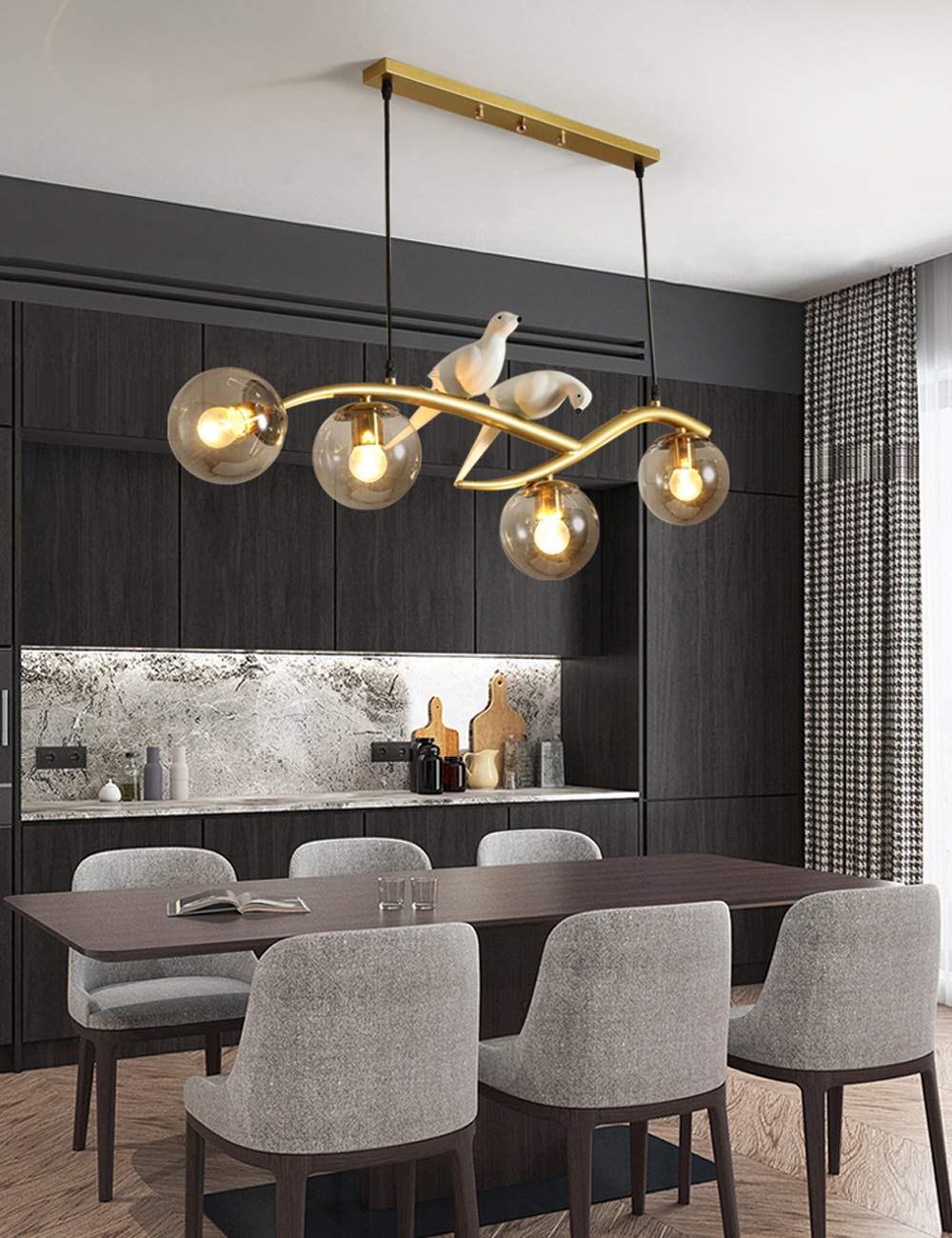 Lustre d'escalier duplex grand format boules design