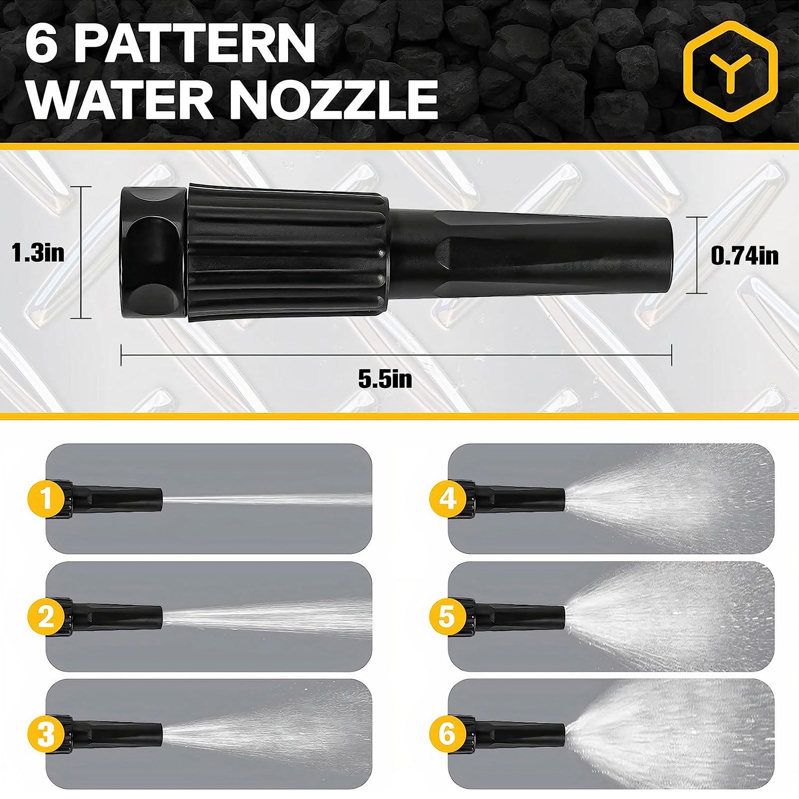Manguera de agua de acero inoxidable 304 de 50 pies, dos pulverizadores de boquilla de 10 + 6 modos, sin torceduras y duradera, ligera, para césped, lavado de autos, patio, ideal para propietarios de
