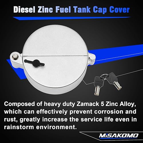 Miniatura 3 de Cubierta de tapa de combustible con bloqueo para semirremolques de zinc diésel, compatible con camiones Freightliner, Sterling y Western Star Clase 8