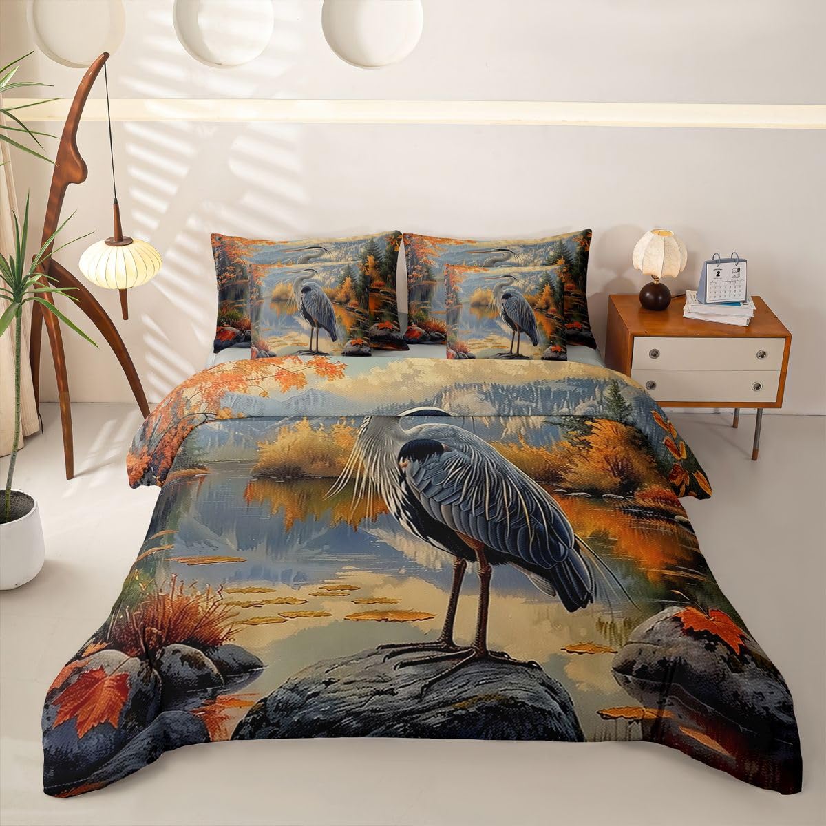 Homewish Großer Blauer Reiher Bettwäsche 155x220 7teilig