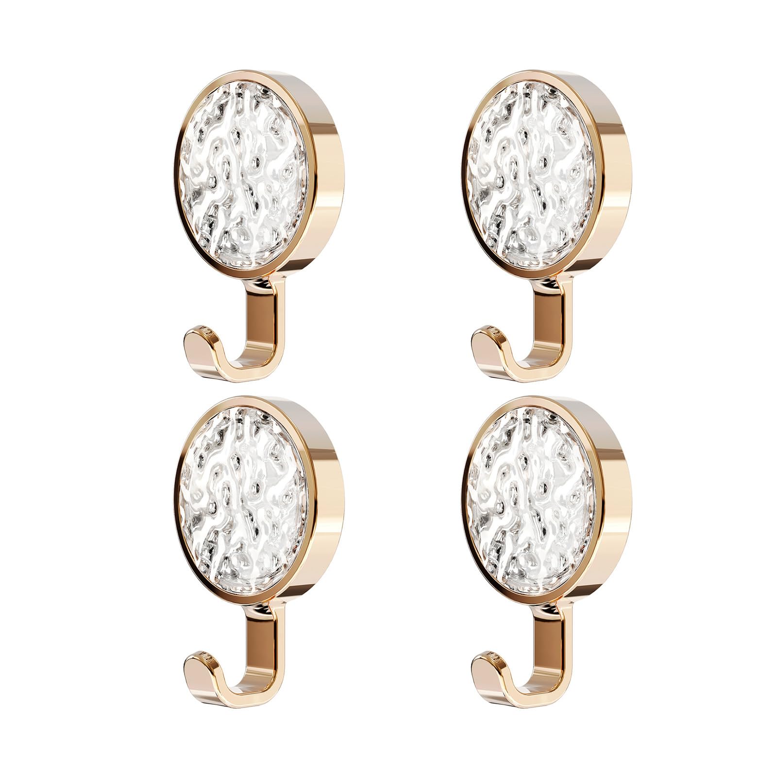 Zepfjhe Gold 4Pcs Adhesive Bathroom Hooks Rustproof Strong Load Capacity Wall Hooks Storage Organized Great For Renters