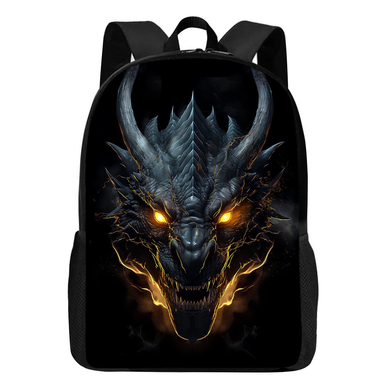 Hukedragon Backpack For Kids Boys Girls Cool Black Gold Lightning