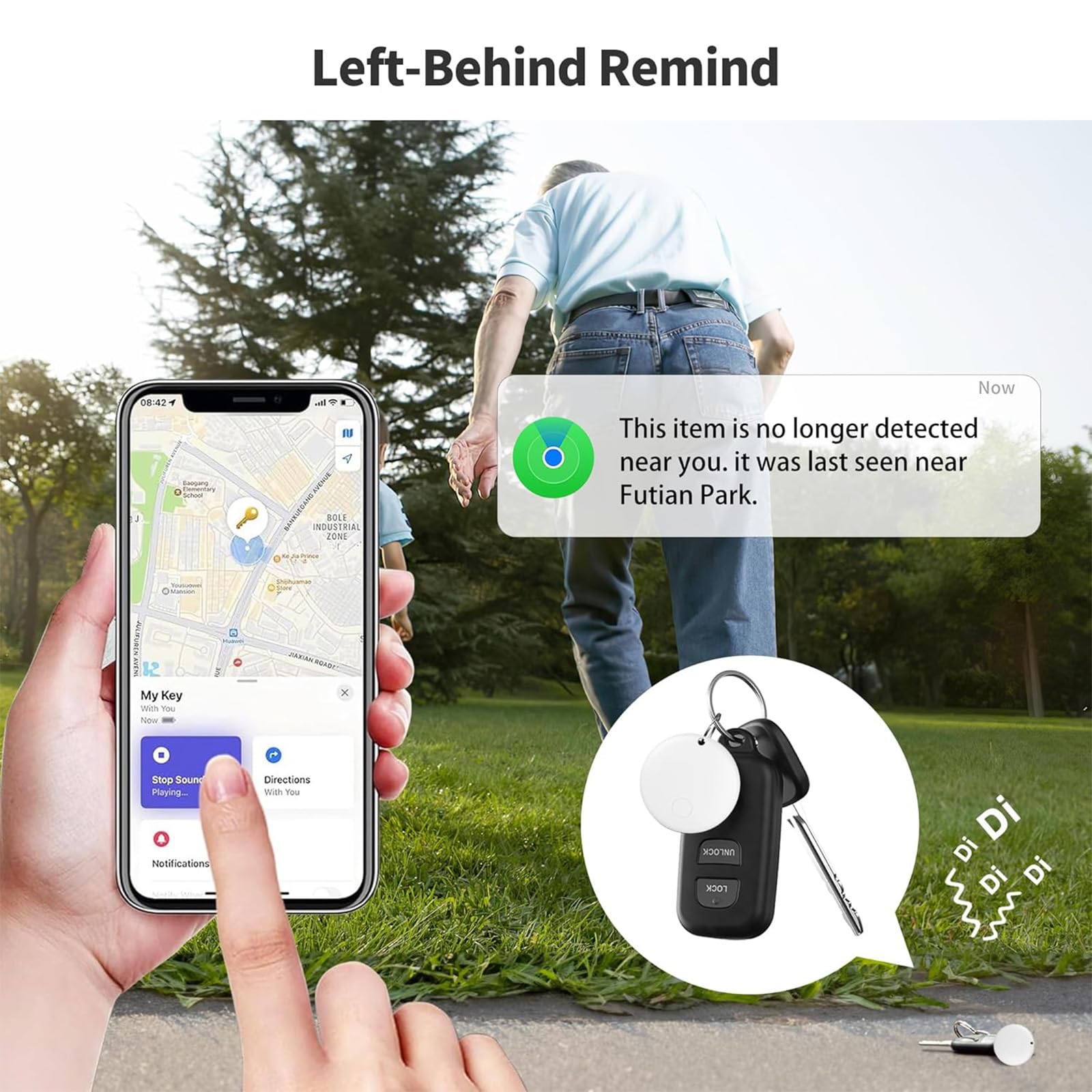 Lot de 4 mini étiquettes de suivi d'air avec application Apple Find My (iOS uniquement), localisateur d'appareils de suivi Looshall et localisateur d'articles pour bagages, clés, portefeuille, vélo