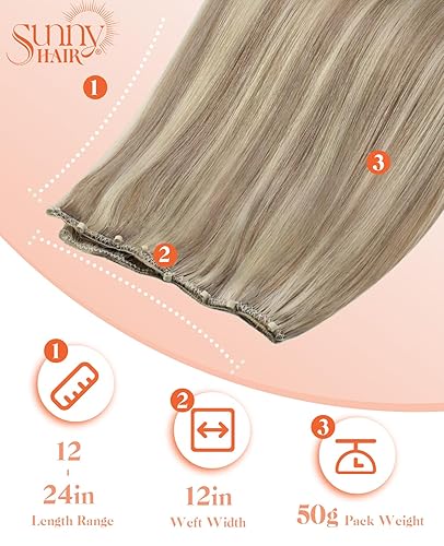Miniatura 3 de Sunny Hair Extensiones de cabello humano con micro trama, extensiones de cabello humano rubio con micro tramas, extensiones de cabello real rubio