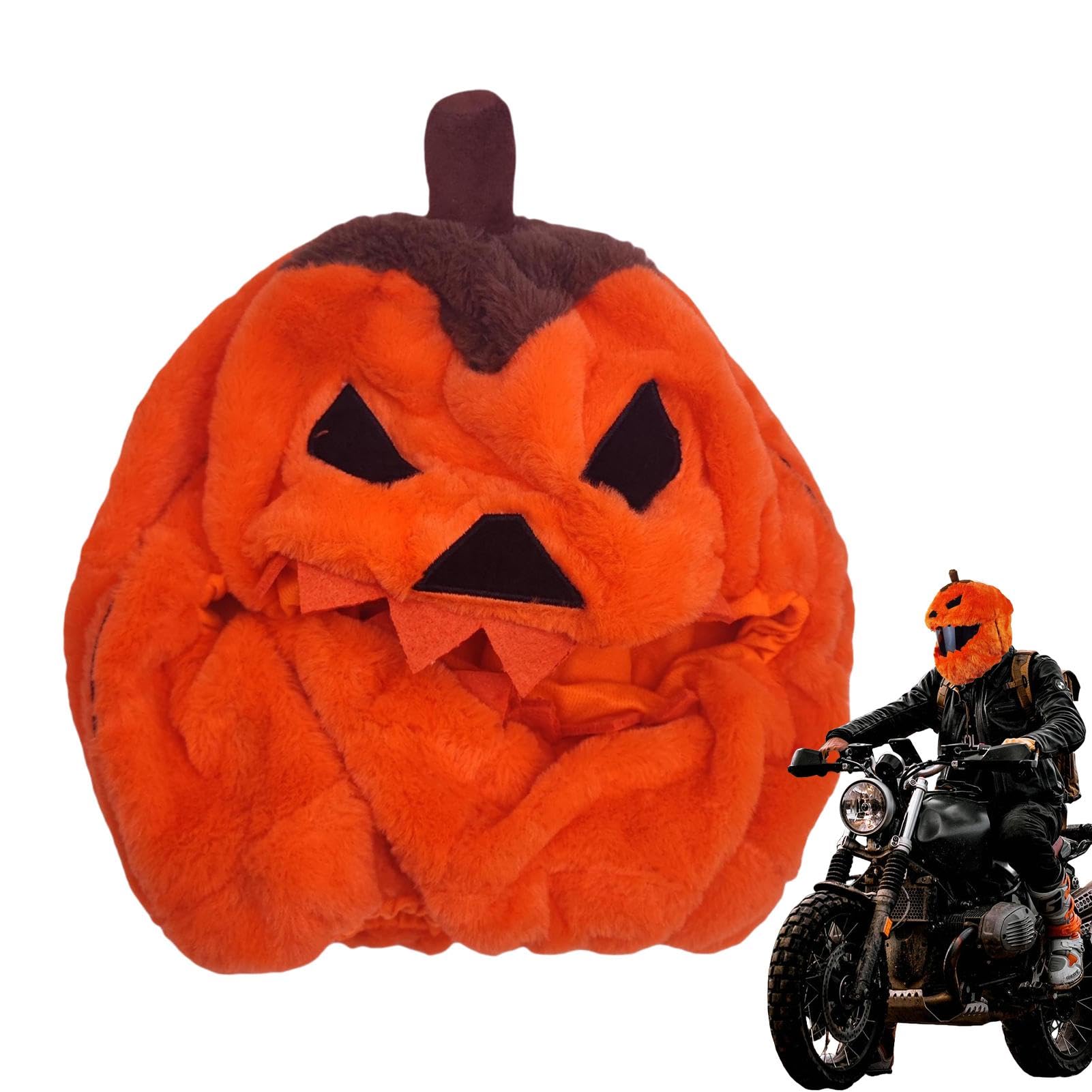 ICQOVD Clearance Housse De Casque Moto Décorative Citrouille En Peluche Housse De Casque De Moto Non Incluse