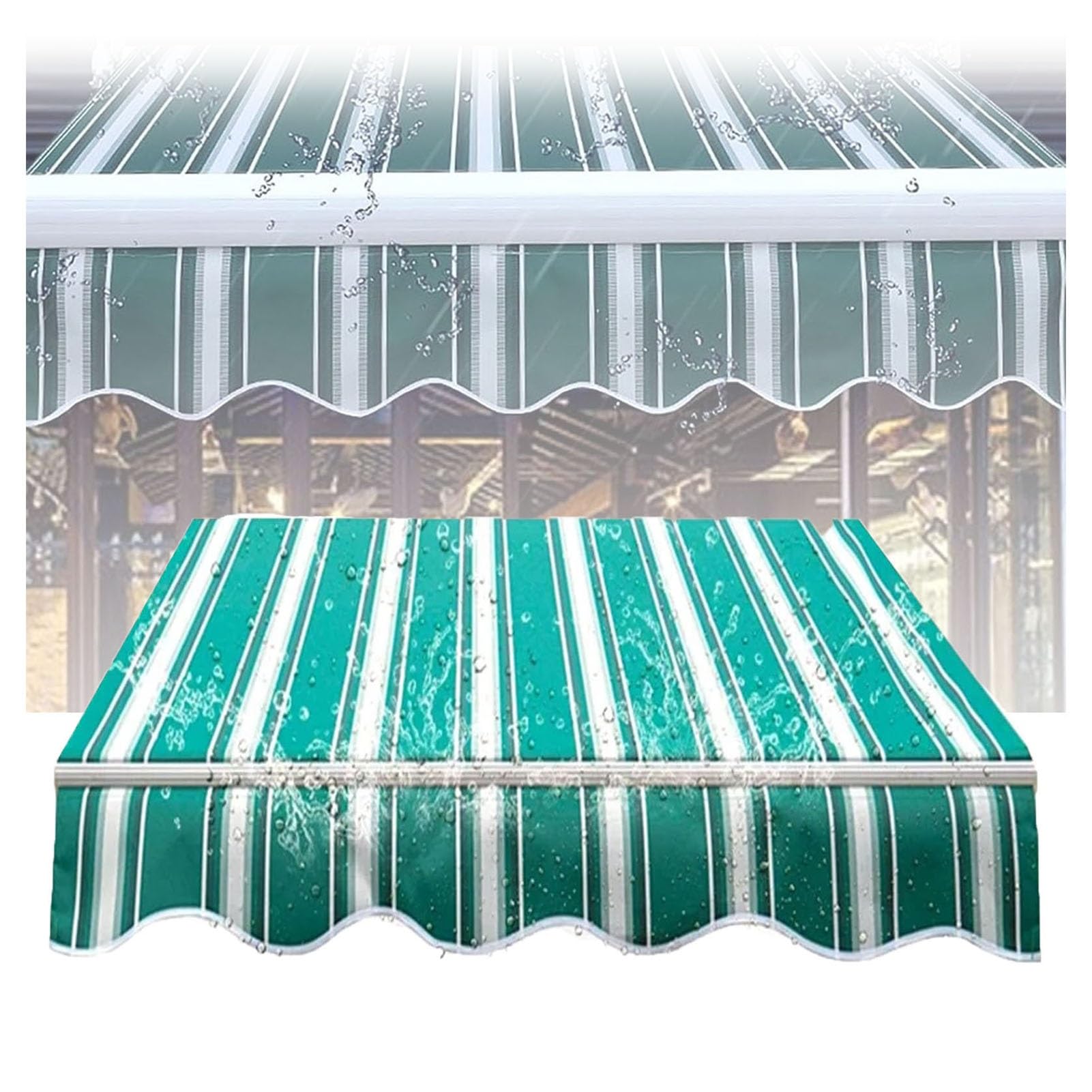 ZFUCMAYL Replacement Canvas for Retractable Awning,Frameless,Stripes Awning Replacement Fabric Top Cover,280g Polyester Shade Cover for Car Side Deck Window(16.4x11.5ft)