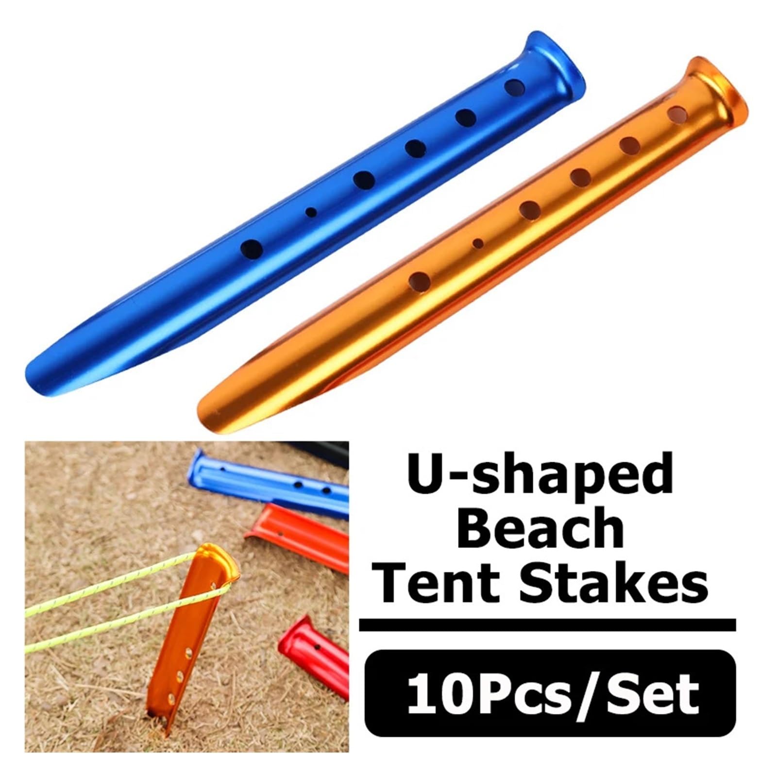 10 Stücke Aluminium U-Förmigen Zelt Nagel Stakes Schnee Hering Sand Camping Heringe Outdoor Wandern Strand Zubehör(Silver)