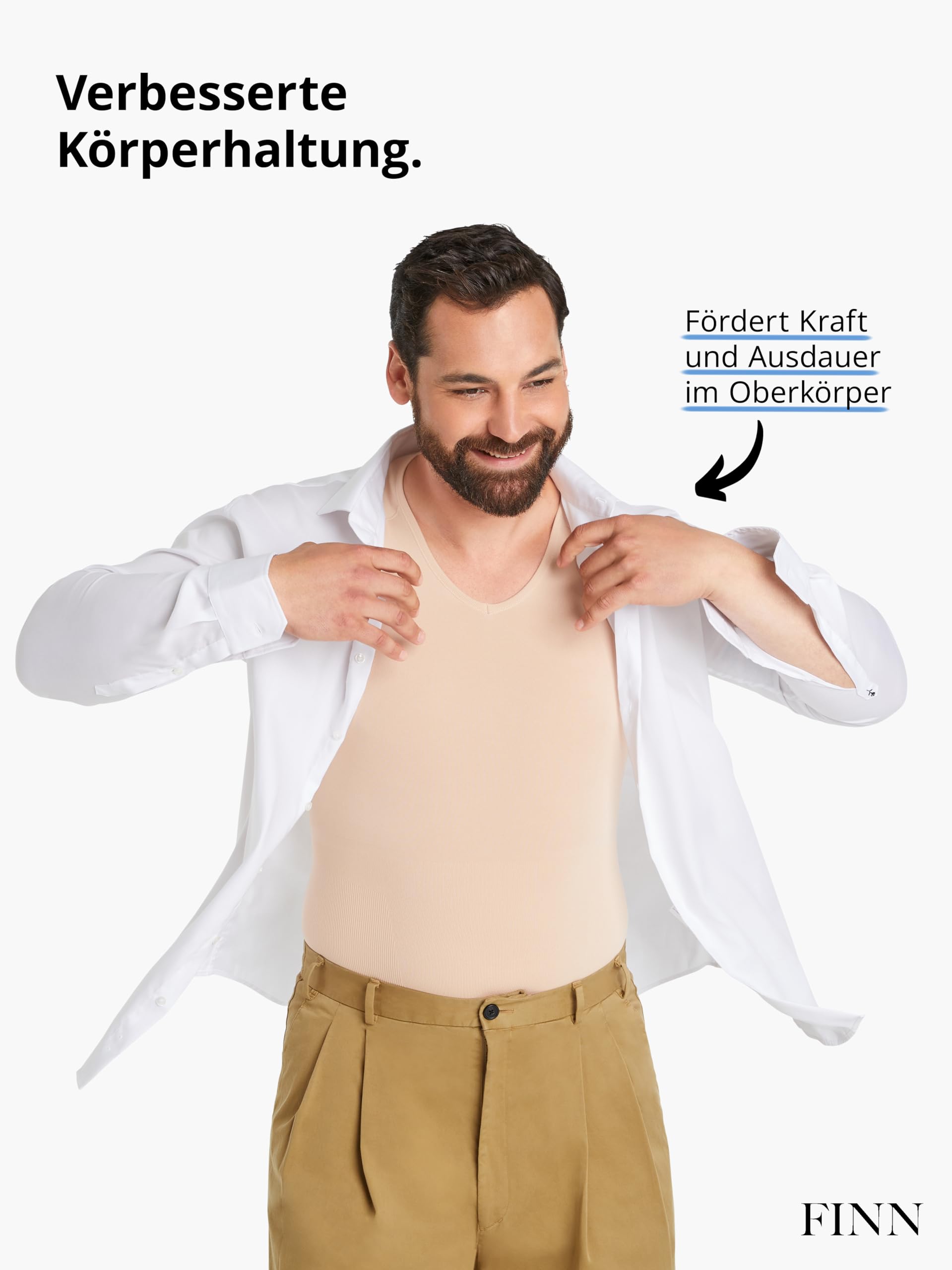 FINN Camiseta de compresión sin costuras para hombre con efecto de barriga, manga corta moldeadora sin costuras, moldeador de cuerpo fuerte para un vientre más plano