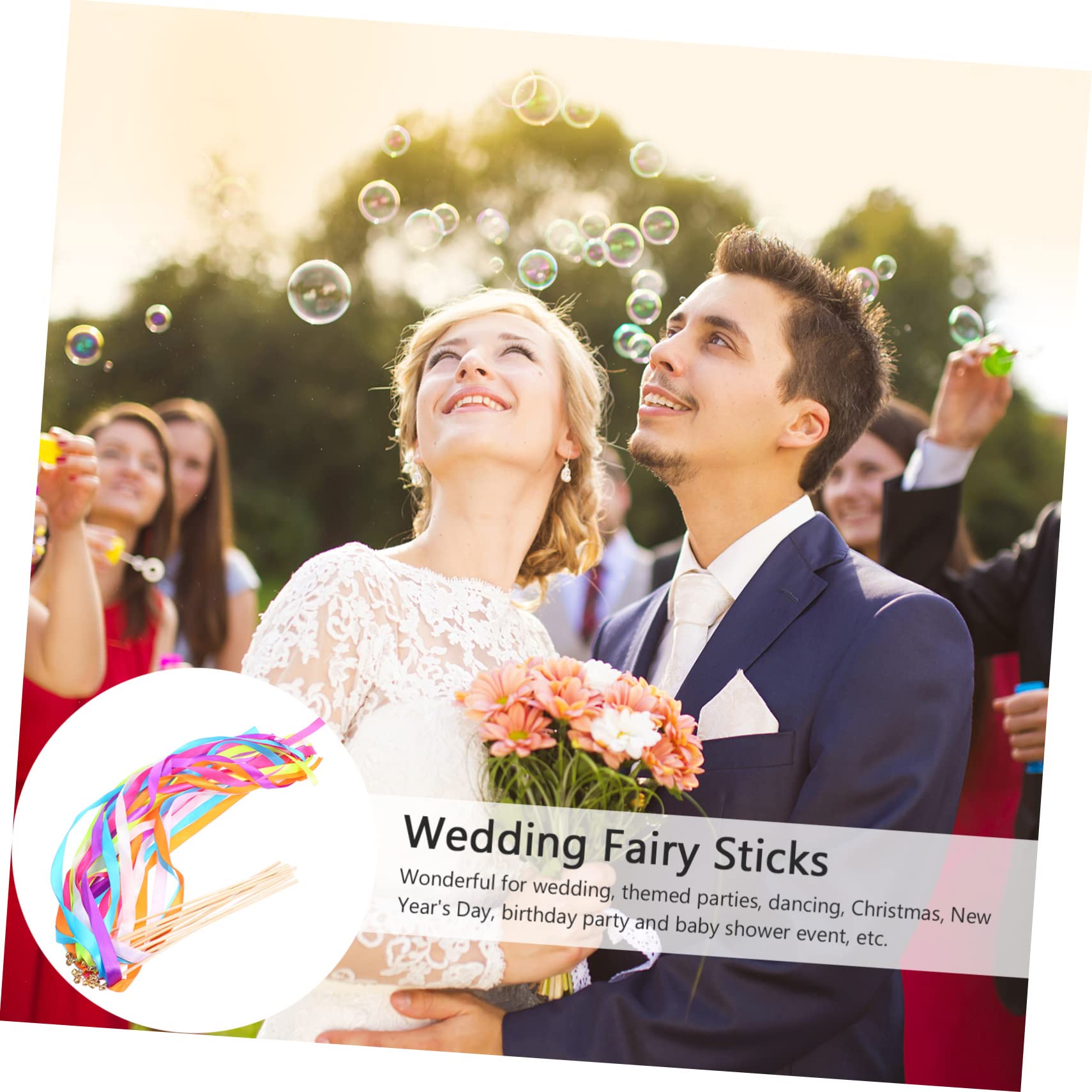 SOLUSTRE 30stücke Hochzeits-Silberne Stäbe Mit Bunten Bändern Für Feiern Geburtstags Und Babypartys Luftige Deko Für Hochzeiten Und Besondere Anlässe