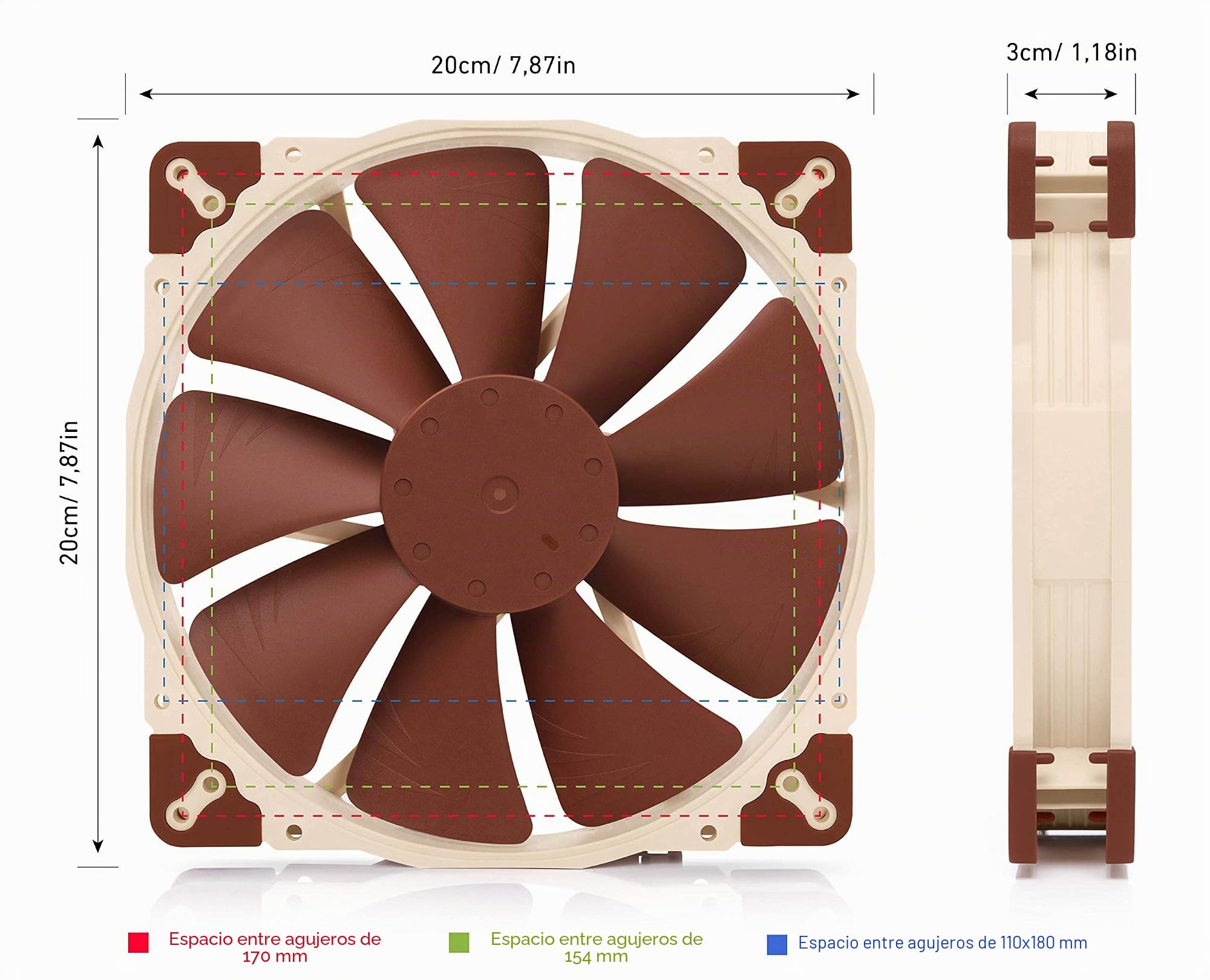 Noctua NF-A20 5V PWM, Ventilador Silencioso con Cable Adaptador USB, 4 Pines, Versión de 5V (200x30 mm, Marrón)