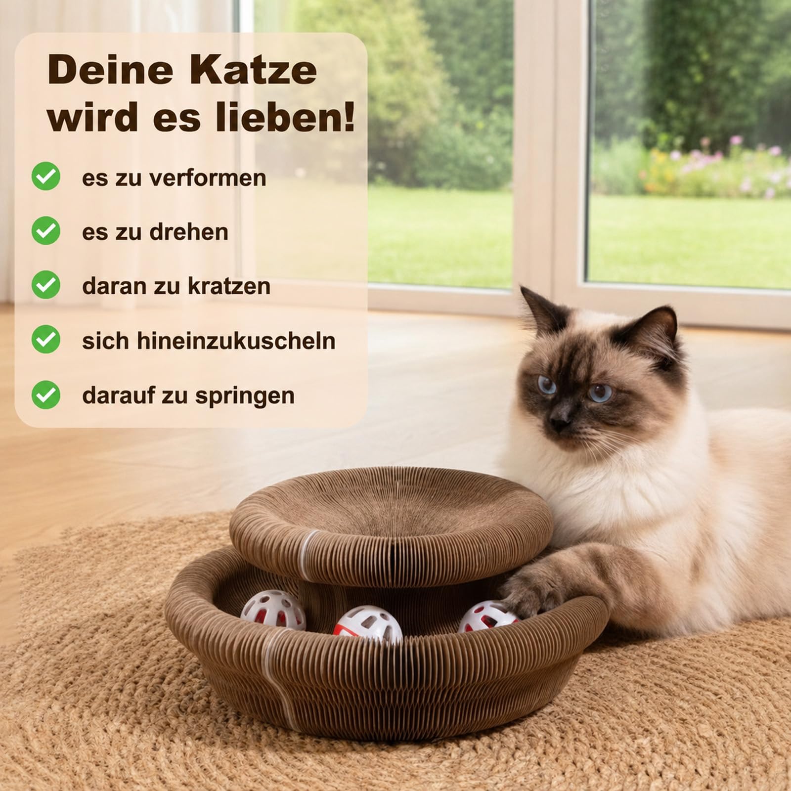 Reiteag Katzenwirbel Katzenliebling Für Große Katzen, Katzenwirbel Original, Strapazierfähiges Doppelseitiges Design Mit Glöckchen, Für Katzen Jeder Größe Geeignet